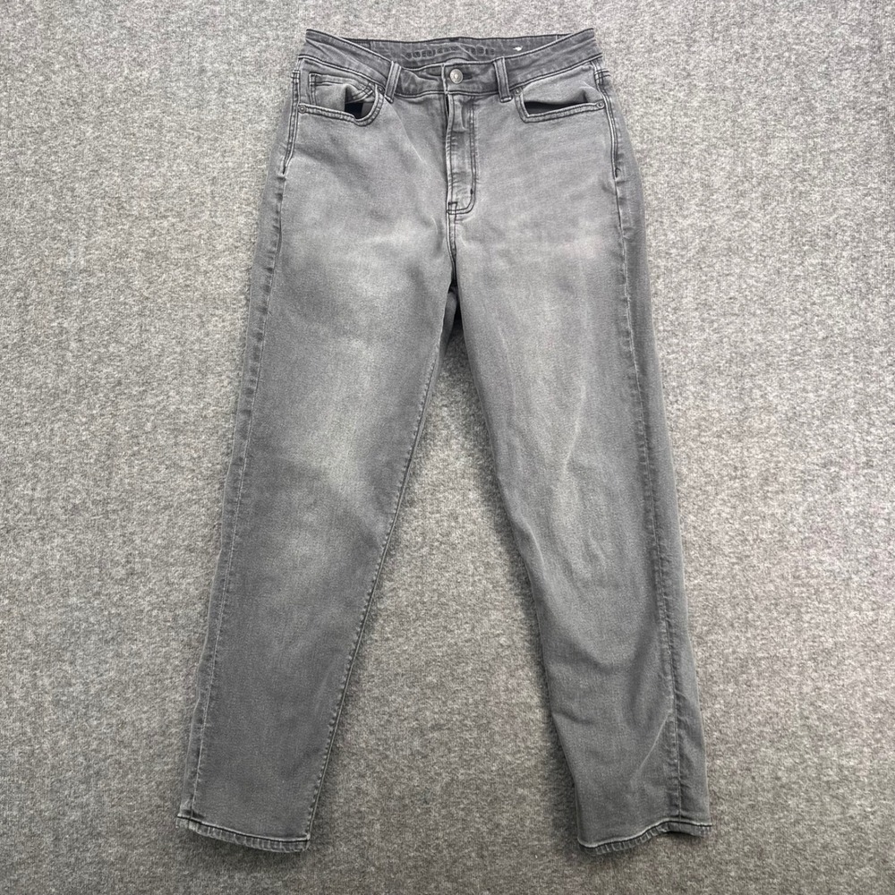 American Eagle Womens Mom Jeans Gray High Rise Stretch Tapered Leg Denim Size 10